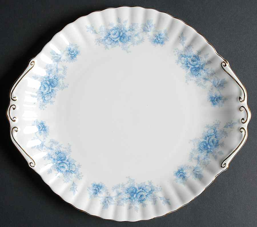 Windsor Rose Blue Handled Cake Plate by Royal Albert-1