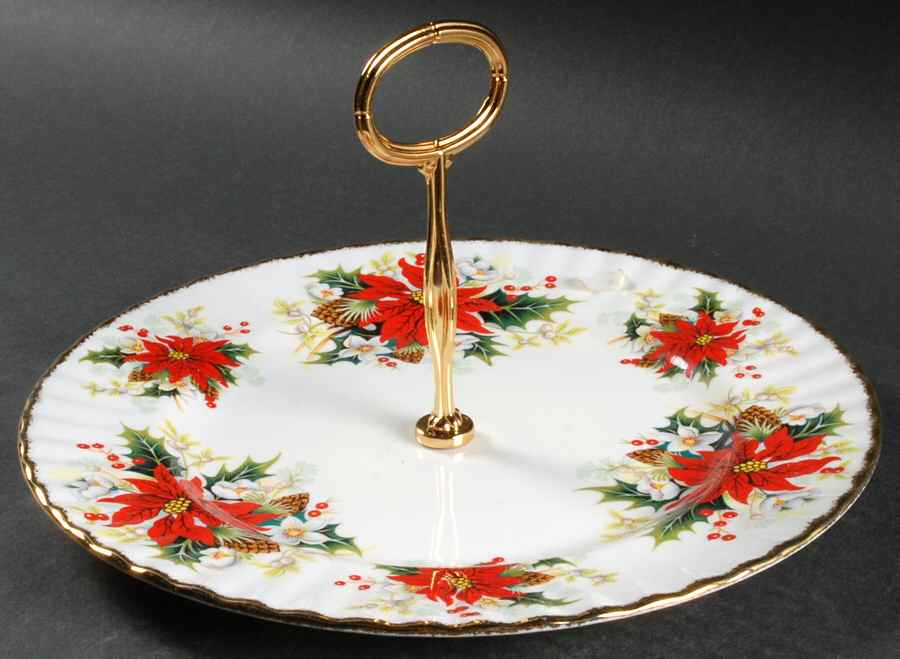 Yuletide (Fluted and Ribbed) Round Serving Plate with Handle (DP) by Royal Albert-1