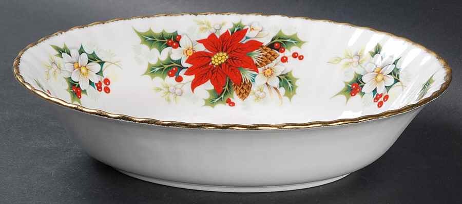 Yuletide (Fluted and Ribbed) 9" Oval Vegetable Bowl by Royal Albert-1
