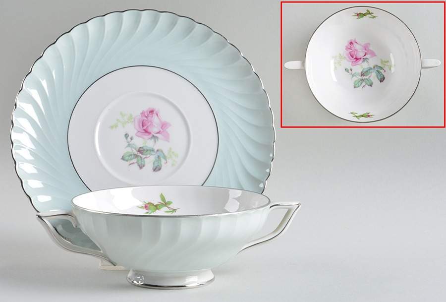 Eventide Footed Cream Soup Bowl & Saucer Set by Royal Bayreuth-1