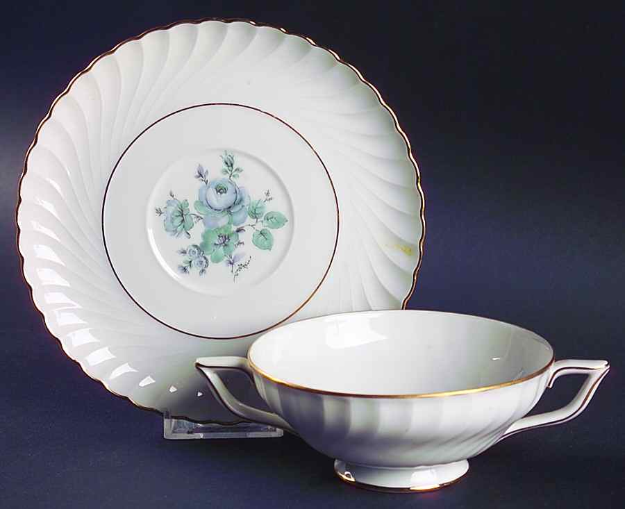 First Love Footed Cream Soup Bowl & Saucer Set by Royal Bayreuth-1