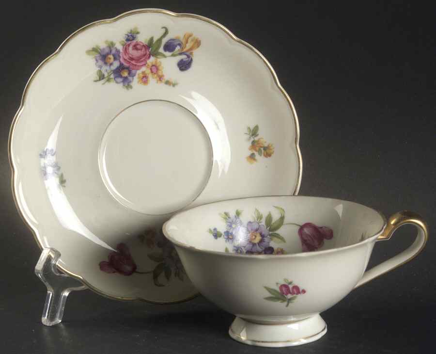 Garden Flowers Footed Cup & Saucer Set by Royal Bayreuth-1