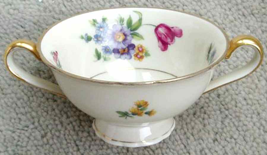 Garden Flowers Footed Cream Soup Bowl by Royal Bayreuth-1