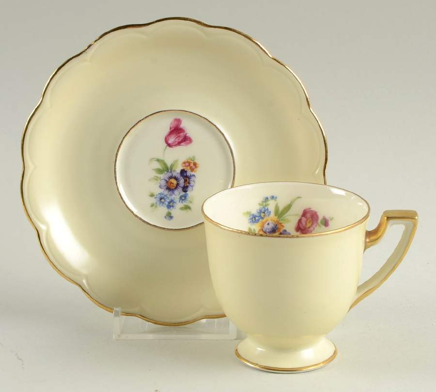 Garden Flowers Footed Demitasse Cup & Saucer Set by Royal Bayreuth-1