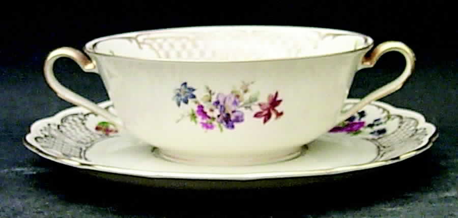 Marie Antoinette Flat Cream Soup Bowl & Saucer Set by Royal Bayreuth-1