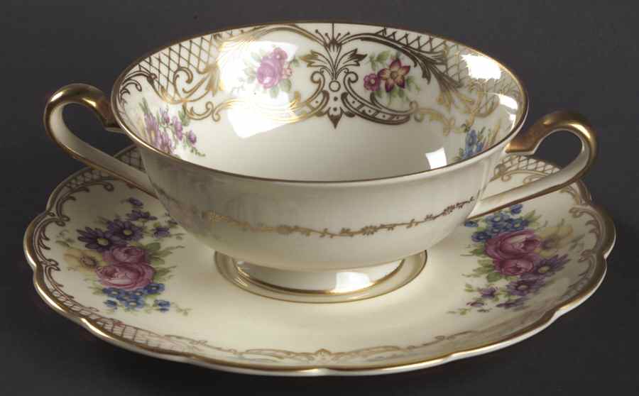 The Rosalie Footed Cream Soup Bowl & Saucer Set by Royal Bayreuth-1