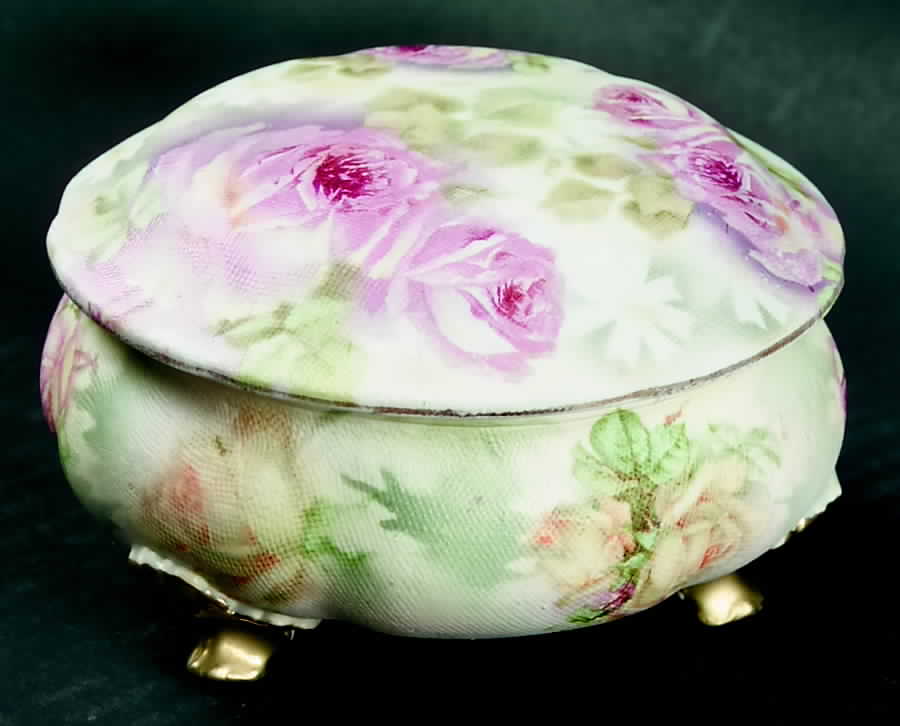 Rose Tapestry Powder Box with Lid by Royal Bayreuth-1
