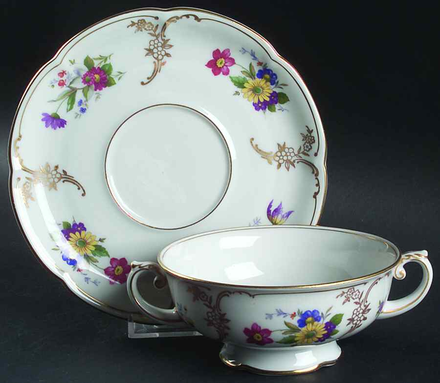 Savannah Footed Cream Soup Bowl & Saucer Set by Royal Bayreuth-1