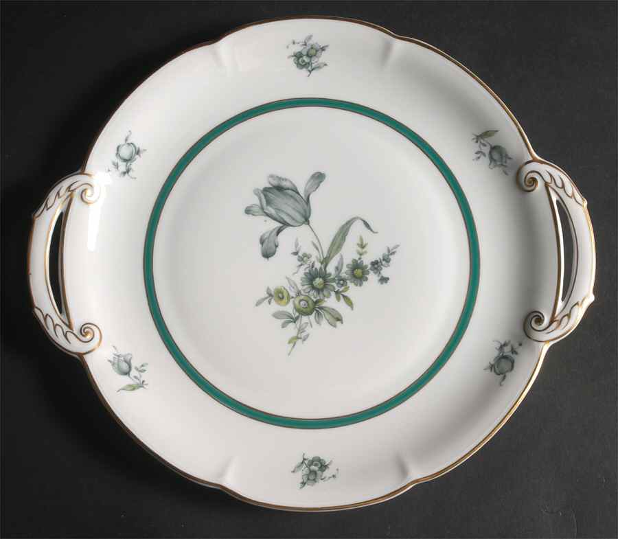 Teal Tulip Handled Cake Plate by Royal Bayreuth-1