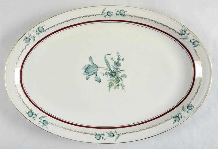 Teal Tulip 16" Oval Serving Platter by Royal Bayreuth-1