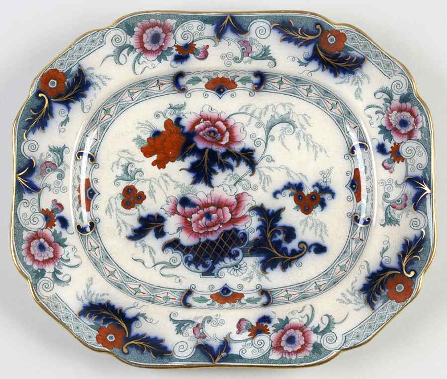 Bentick Blue (Gold Trim) 10" Oval Serving Platter by Royal Cauldon-1