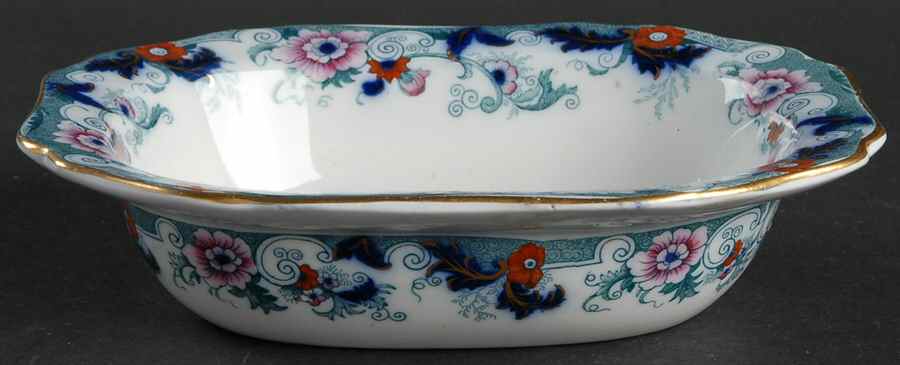 Bentick Blue (Gold Trim) 7" Rectangular Vegetable Bowl by Royal Cauldon-1