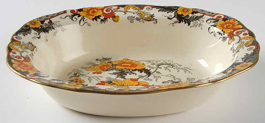Bentick (Black) 9" Oval Vegetable Bowl by Royal Cauldon-1