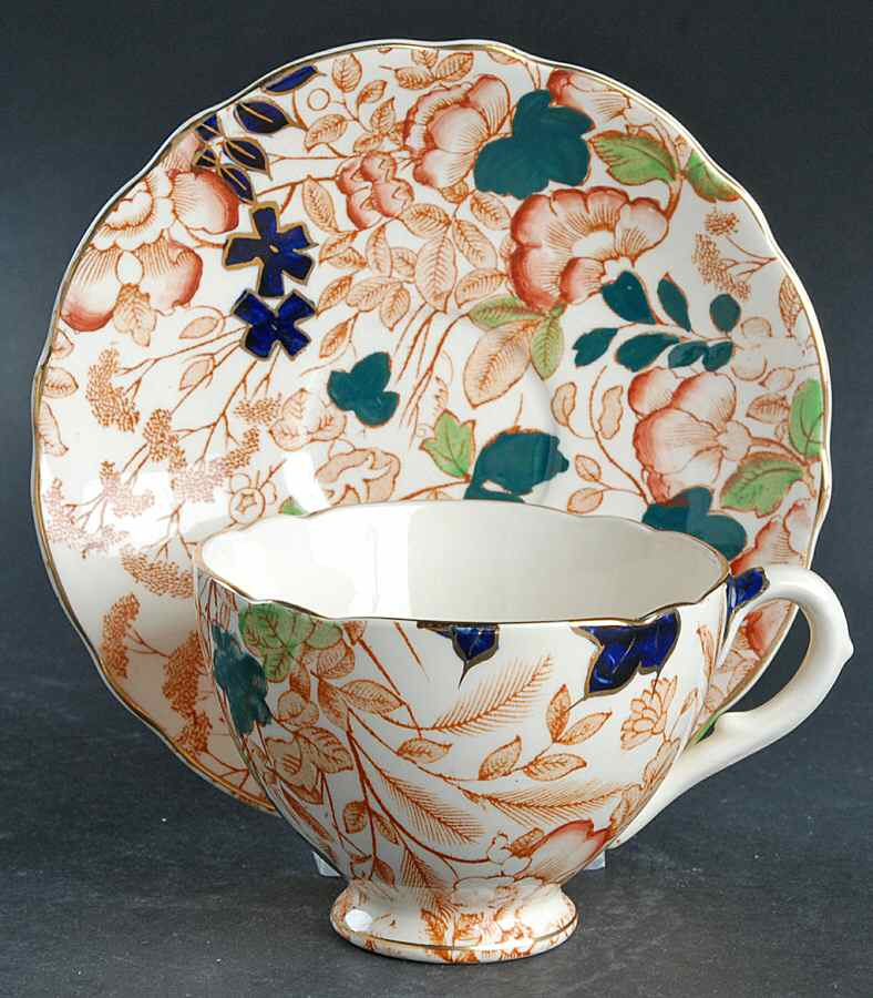 Bittersweet Footed Cup & Saucer Set by Royal Cauldon-1