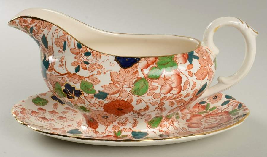 Bittersweet Gravy Boat with Attached Underplate by Royal Cauldon-1