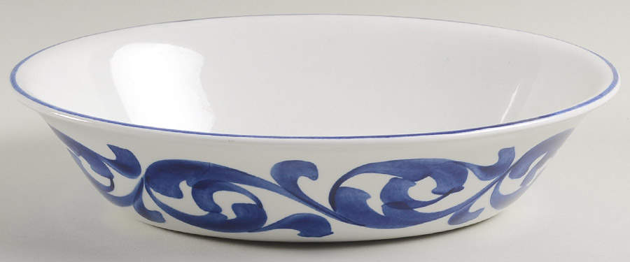 Blue Scroll 9" Oval Vegetable Bowl by Royal Cauldon-1
