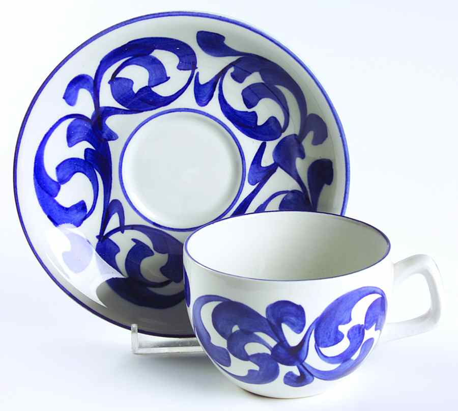 Blue Scroll Flat Cup & Saucer Set by Royal Cauldon-1
