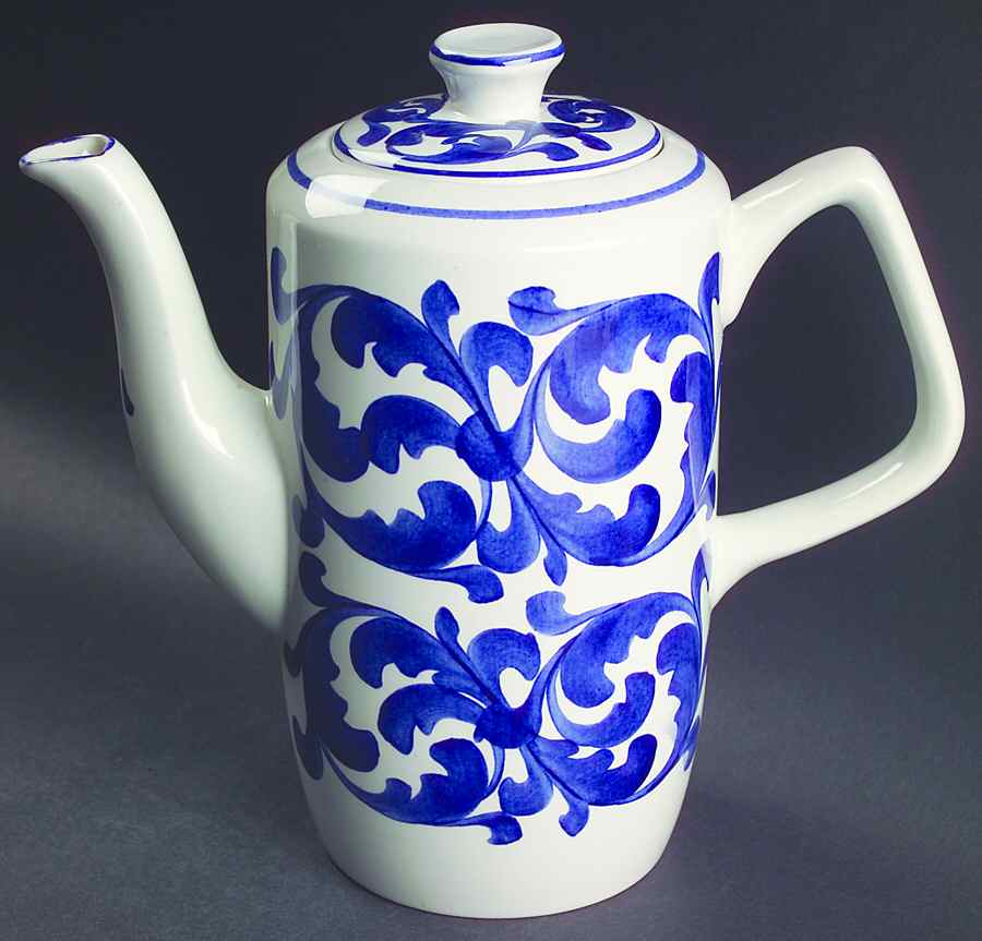 Blue Scroll Coffee Pot & Lid by Royal Cauldon-1