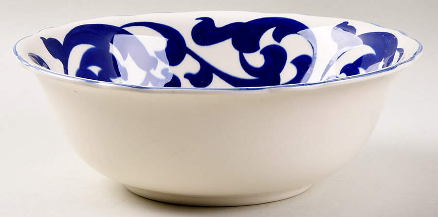 Blue Scroll 9" Round Vegetable Bowl by Royal Cauldon-1