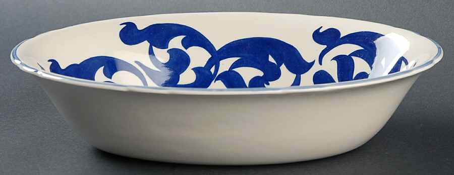 Blue Scroll 9" Oval Vegetable Bowl by Royal Cauldon-1
