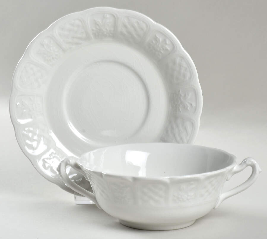Bristol Garden Flat Cream Soup Bowl & Saucer Set by Royal Cauldon-1