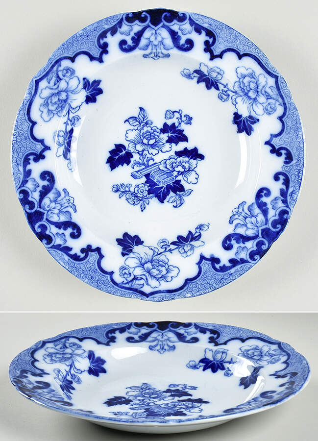 Candia (Flow Blue) Rim Soup Bowl by Royal Cauldon-1