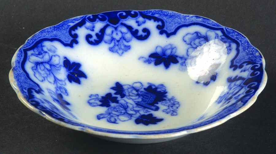 Candia (Flow Blue) Fruit/Dessert (Sauce) Bowl by Royal Cauldon-1