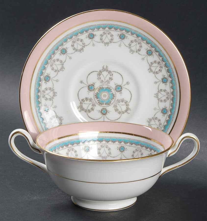 Conway Footed Cream Soup Bowl & Saucer Set by Royal Cauldon-1