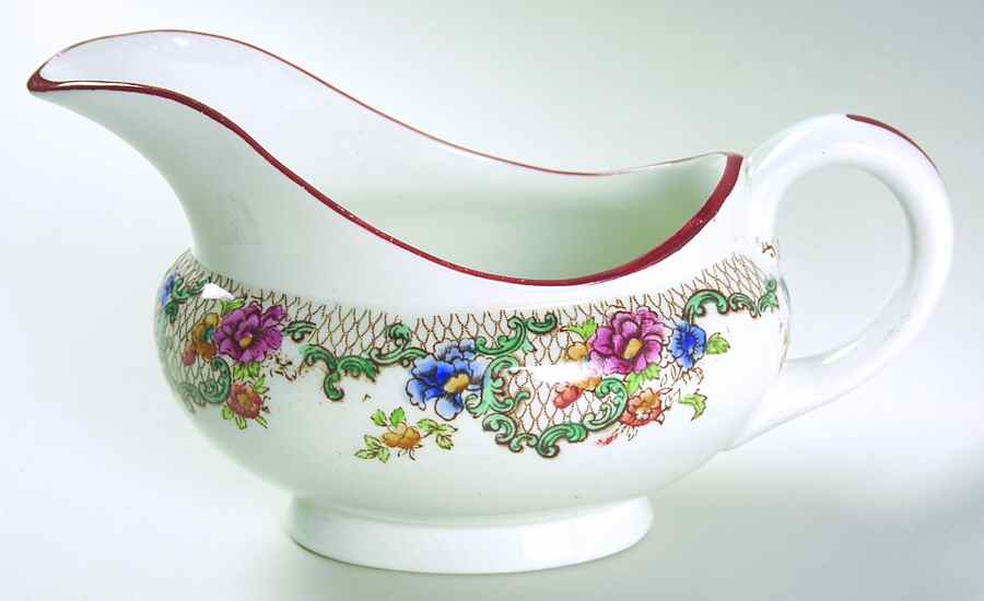 Floradora (Red Trim, Smooth) Gravy Boat by Royal Cauldon-1