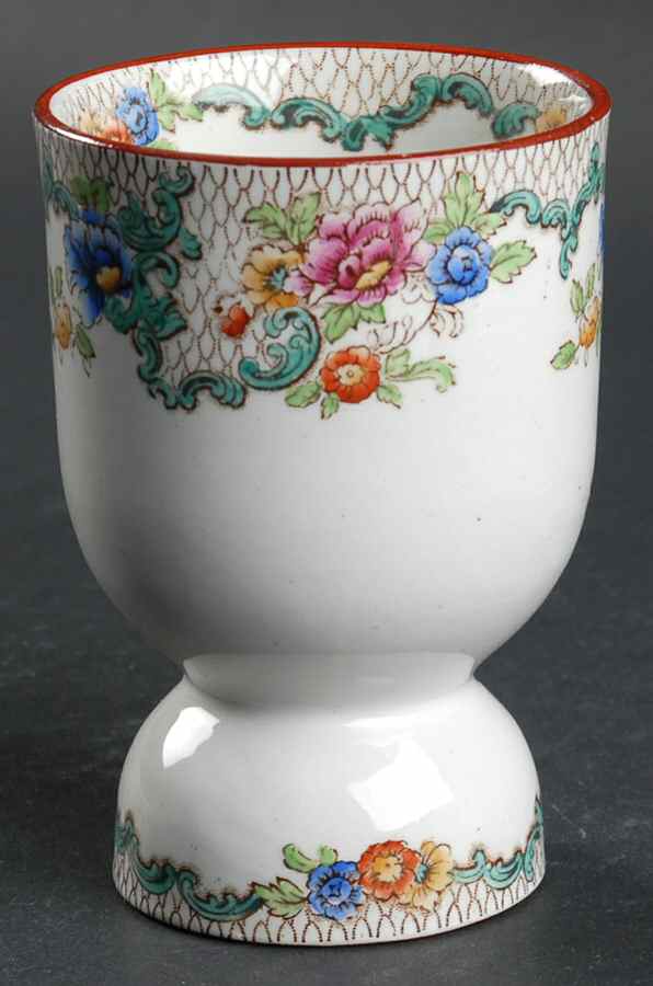 Floradora (Red Trim, Smooth) Double Egg Cup by Royal Cauldon-1