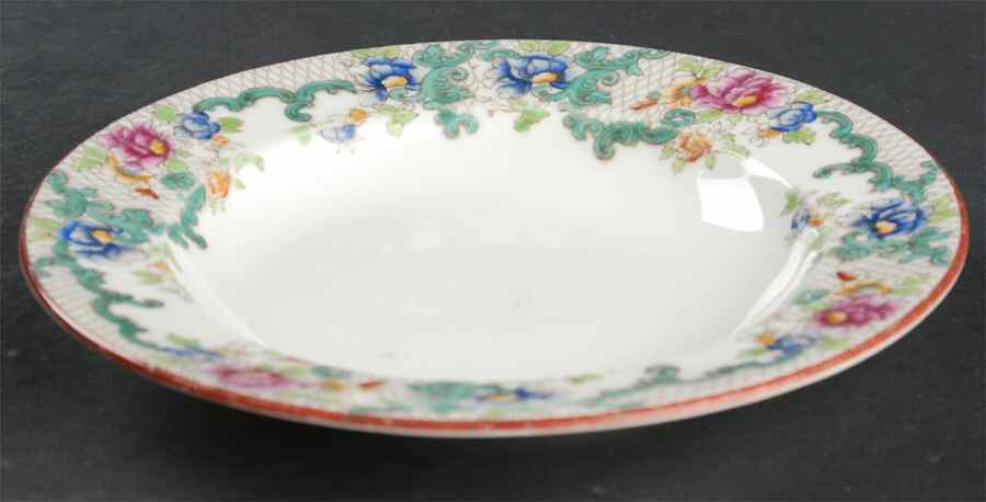 Floradora (Red Trim, Smooth) Rim Fruit/Dessert (Sauce) Bowl by Royal Cauldon-1
