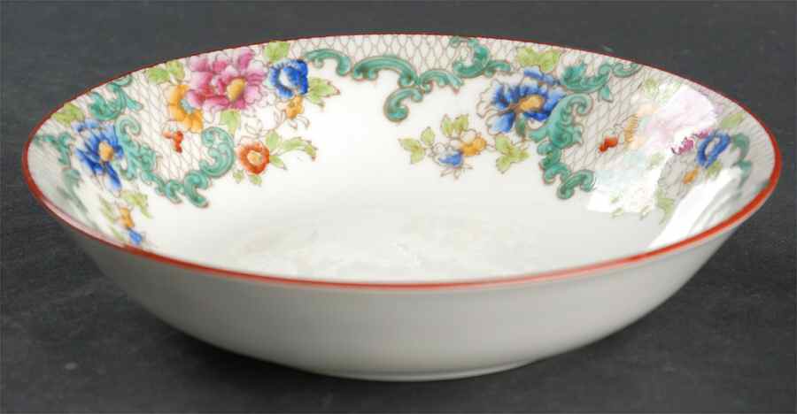 Floradora (Red Trim, Smooth) Fruit/Dessert (Sauce) Bowl by Royal Cauldon-1