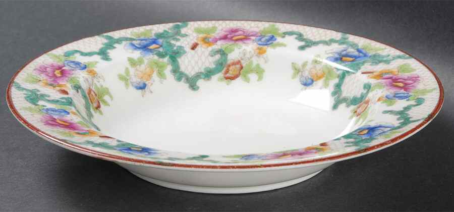 Floradora (Red Trim, Smooth) Rim Soup Bowl by Royal Cauldon-1