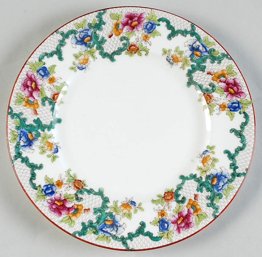 Floradora (Red Trim, Smooth) Luncheon Plate by Royal Cauldon-1
