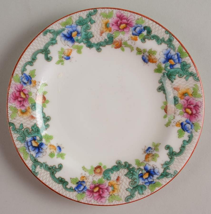 Floradora (Red Trim, Smooth) Bread & Butter Plate by Royal Cauldon-1
