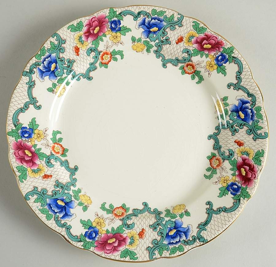 Floradora (Gold Trim, Scalloped) Luncheon Plate by Royal Cauldon-1
