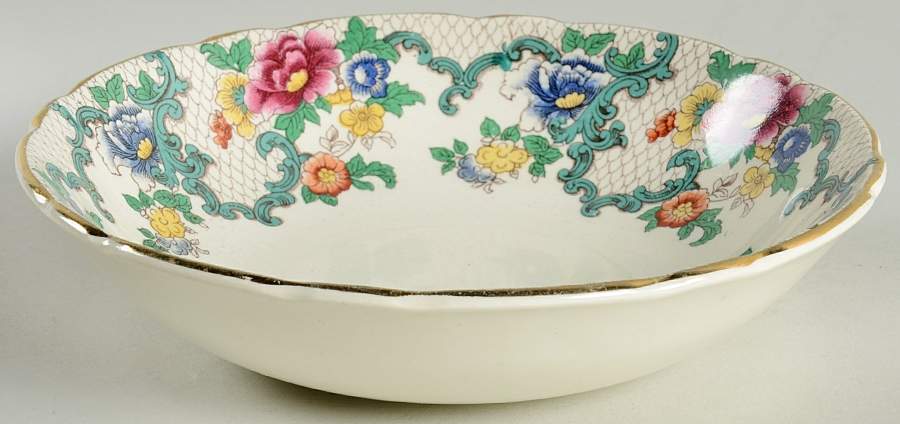 Floradora (Gold Trim, Scalloped) Coupe Cereal Bowl by Royal Cauldon-1