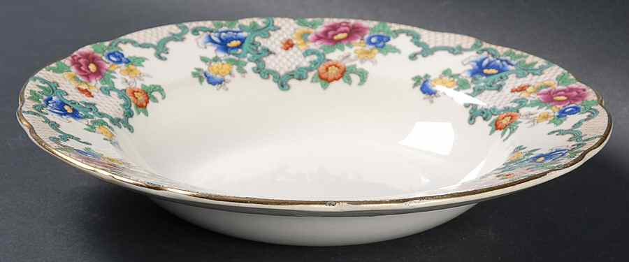 Floradora (Gold Trim, Scalloped) Rim Soup Bowl by Royal Cauldon-1