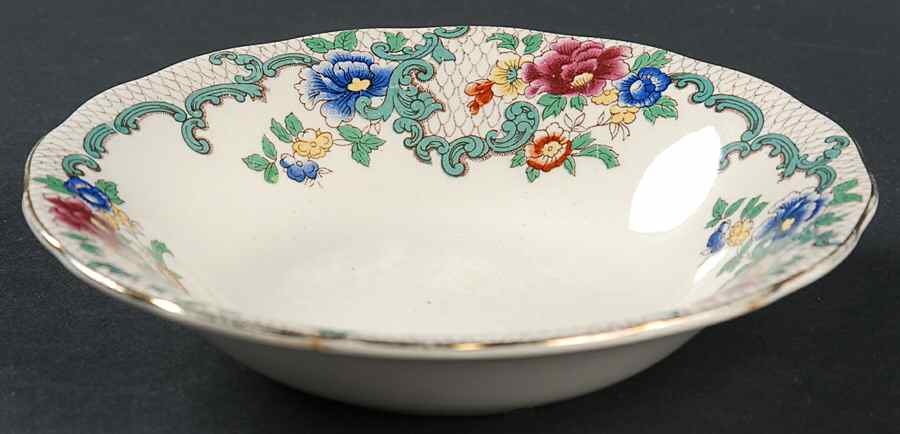 Floradora (Gold Trim, Scalloped) Fruit/Dessert (Sauce) Bowl by Royal Cauldon-1