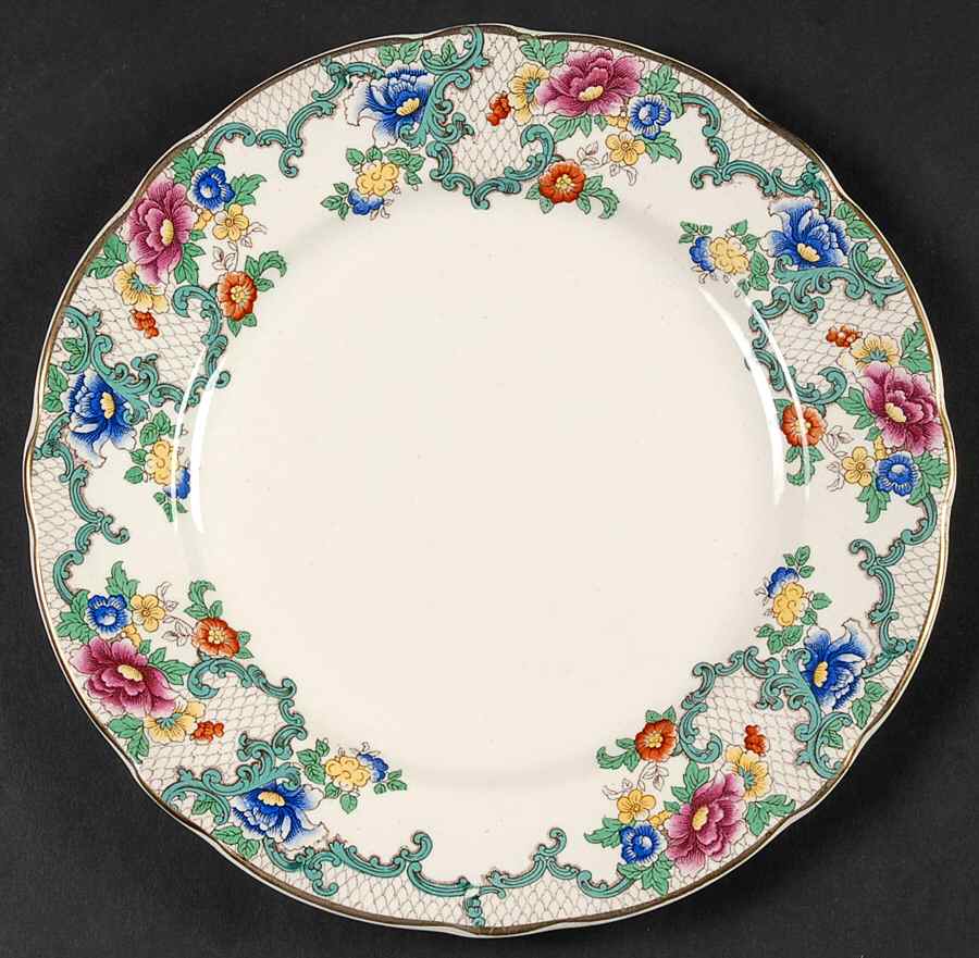 Floradora (Gold Trim, Scalloped) Salad Plate by Royal Cauldon-1