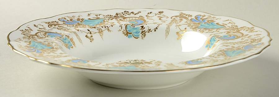 Gainsborough (White with Blue & Gold) Rim Soup Bowl by Royal Cauldon-1