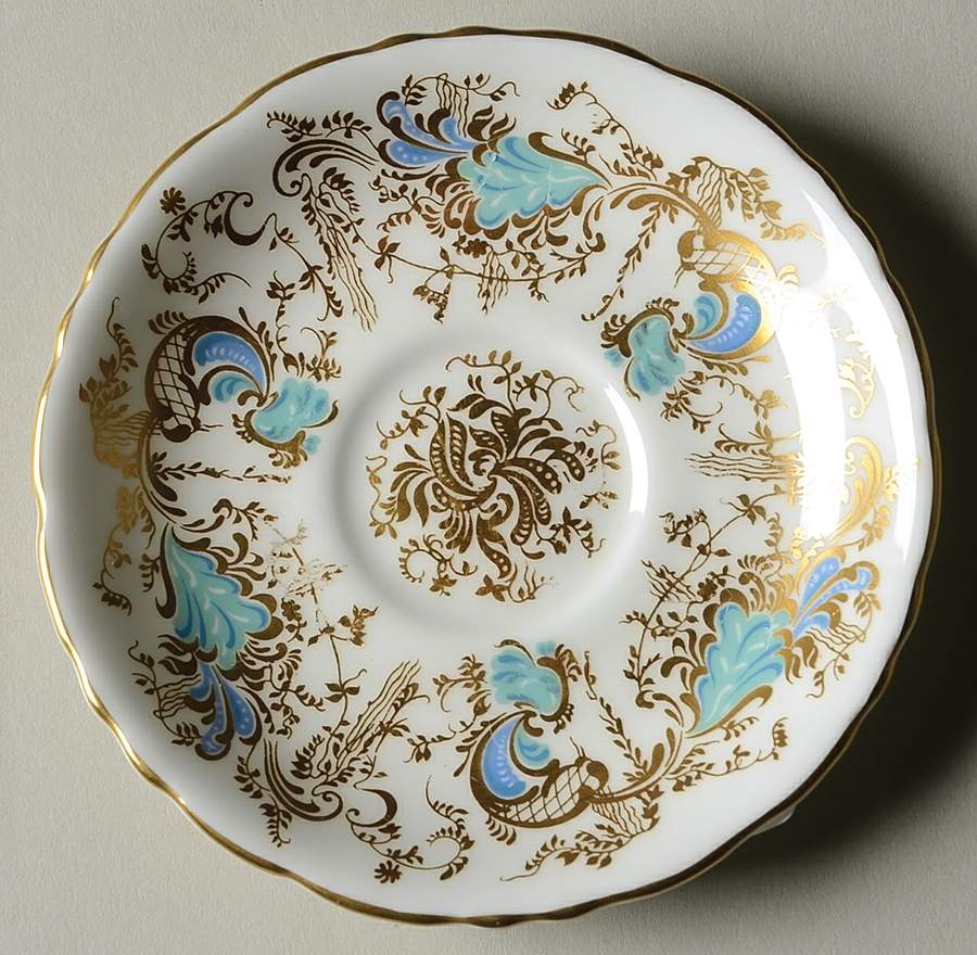 Gainsborough (White with Blue & Gold) Saucer for Demitasse Cup by Royal Cauldon-1