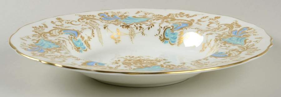 Gainsborough (White with Blue & Gold) Large Rim Soup Bowl by Royal Cauldon-1