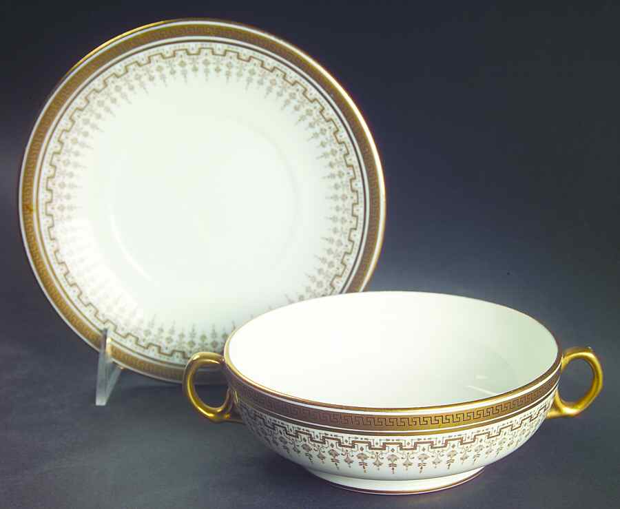 H8713 Footed Cream Soup Bowl & Saucer Set by Royal Cauldon-1