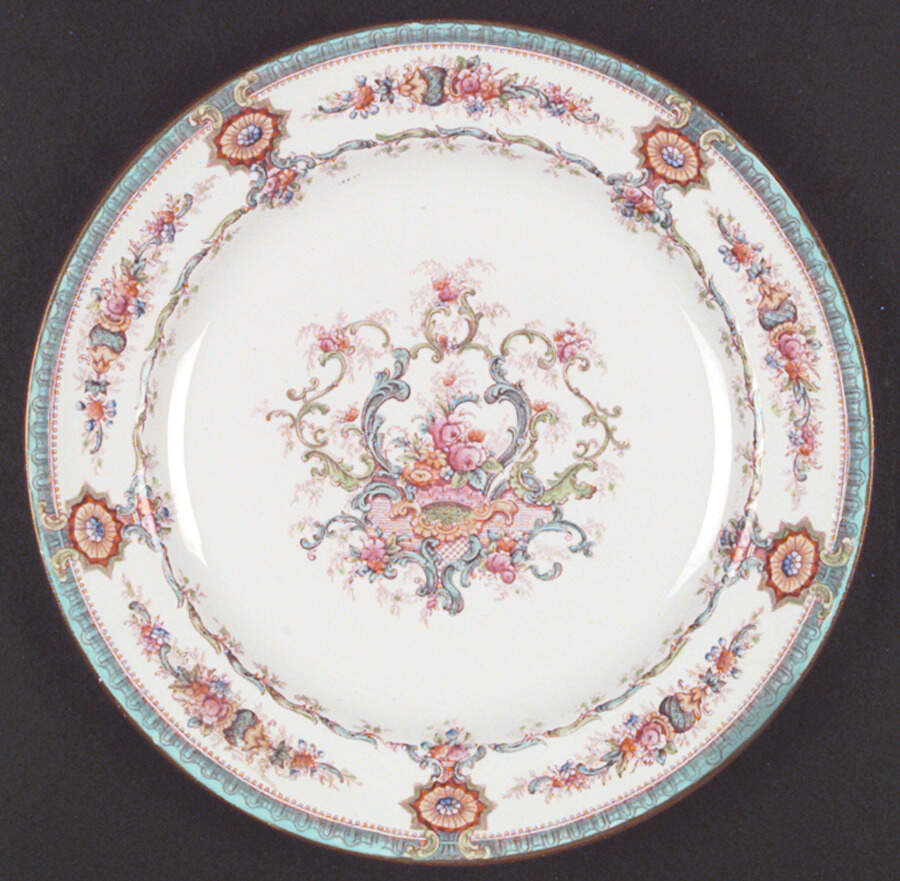 H9120 Aqua (Scalloped, White Background) Dinner Plate by Royal Cauldon-1