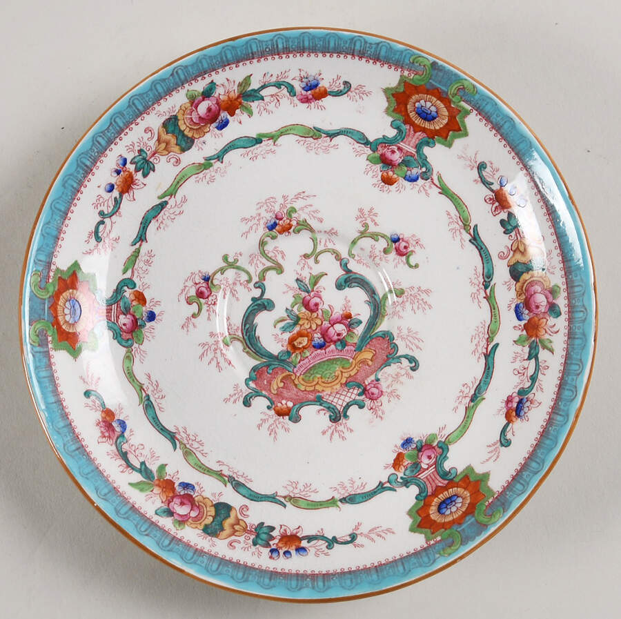 H9120 Aqua (Scalloped, White Background) Saucer for Oversized Cup by Royal Cauldon-1