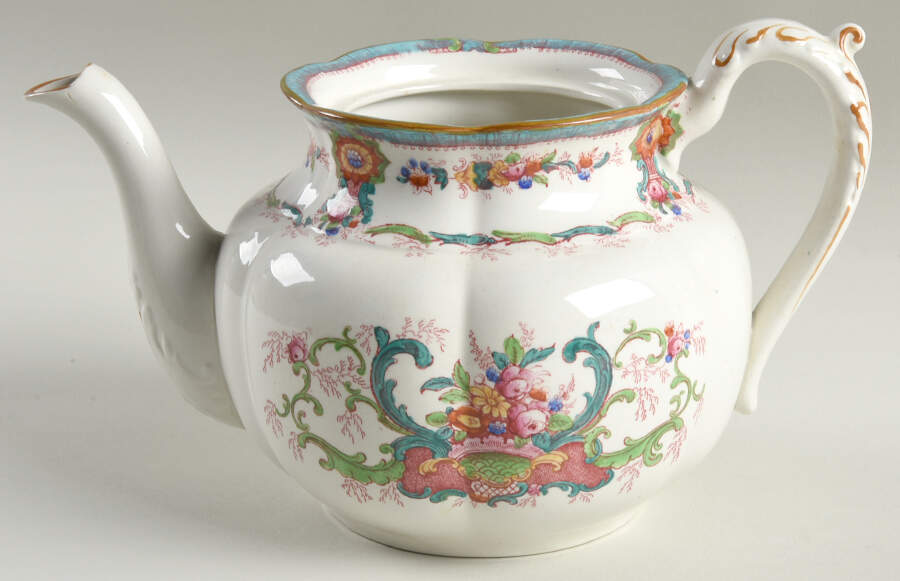 H9120 Aqua (Scalloped, White Background) Teapot No Lid by Royal Cauldon-1