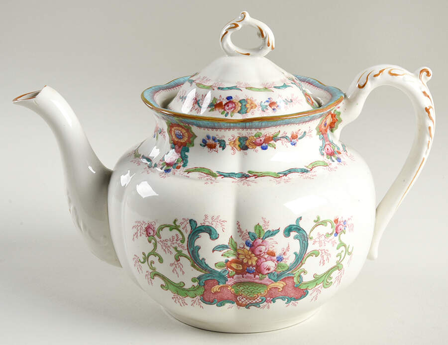 H9120 Aqua (Scalloped, White Background) Teapot & Lid by Royal Cauldon-1