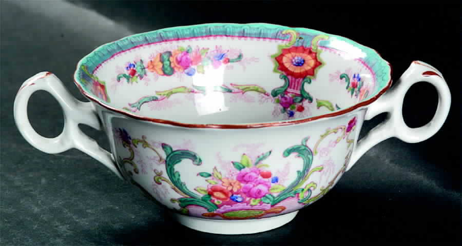 H9120 Aqua (Scalloped, White Background) Flat Bouillon Cup by Royal Cauldon-1