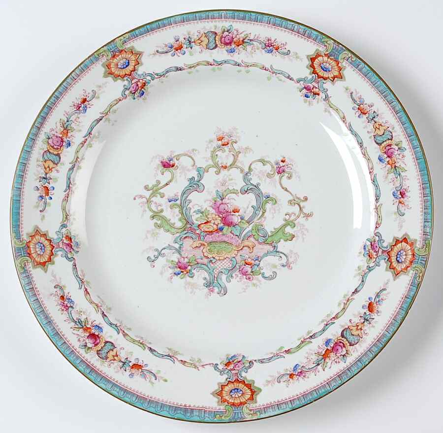 H9120 Aqua (Scalloped, White Background) Luncheon Plate by Royal Cauldon-1
